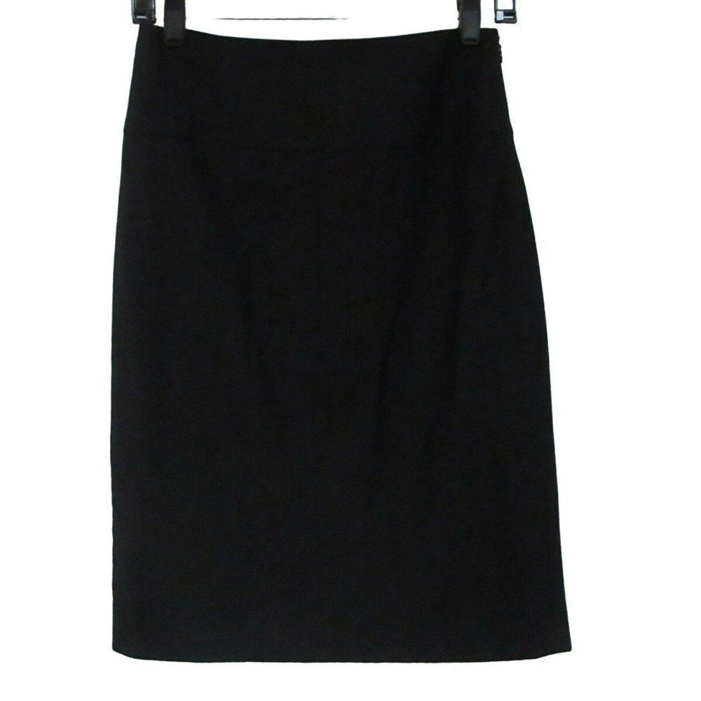 Banana Republic Black Fully Lined Pencil Skirt Sz 2 Italian Fabric Wool Stretch